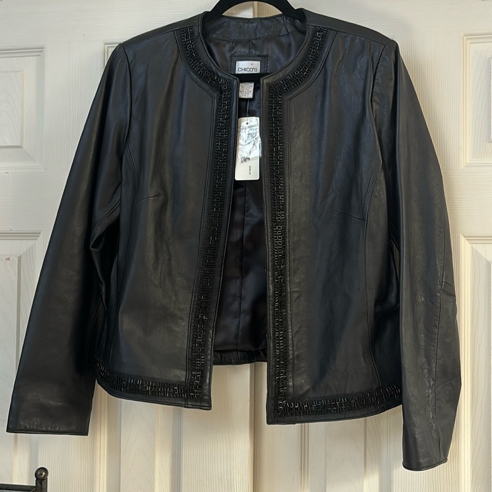 Chicos softest real lamb skin‎ black leather size Chicos 2